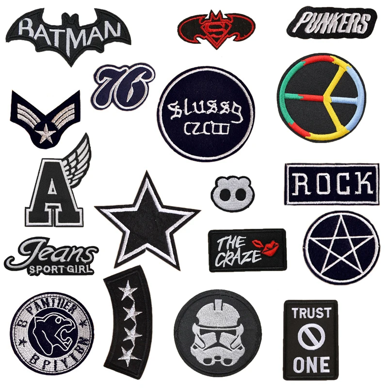 1 шт. черно белые накладные наклейки для одежды Parches Bordados Iron on Patches Applications нашивки