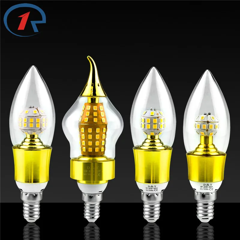 ZjRight E14 Светодиодный ная энергосберегающая лампа 5 Вт 7 9 15 с золотым покрытием|bulb