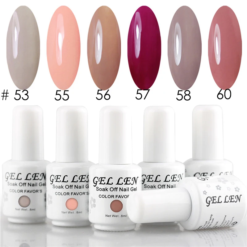 Гель Лен 6 шт. телесного цвета Цвет ногтей гелем польский бренд UV Soak Off лак Long Lasting