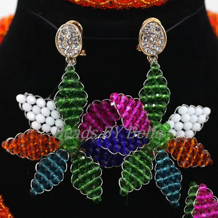 Свадебный костюм апельсина с крупными бусинами в нигерийском стиле комплекты