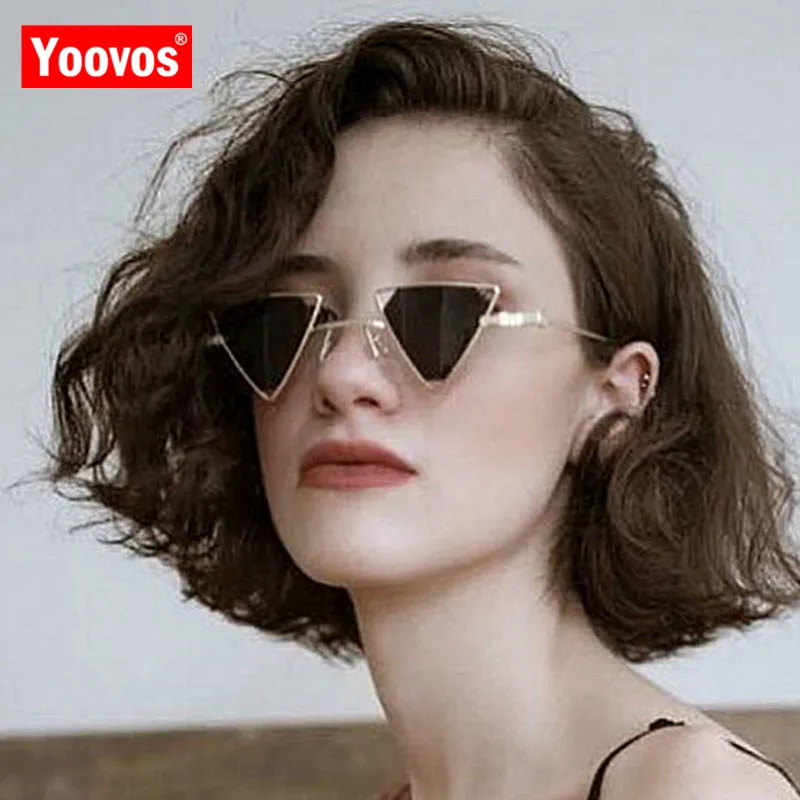 

Yoovos 2021 New Punk Sunglasses Women Triangle Oculos New Vintage Glasses Openwork Metal Frame Fashion Sun Glasses Men Okulary