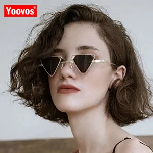 Yoovos 2021 Новые солнцезащитные очки в стиле панк Женские Треугольные Oculos новые винтажные очки ажурная металлическая оправа Модные солнцезащитные очки мужские очки