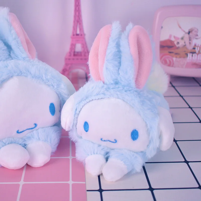 Cute pink blue cinnamon dog merlot * di turned into a small rabbit prone posture figure pudding-dog lazy egg hang decoration | Игрушки и