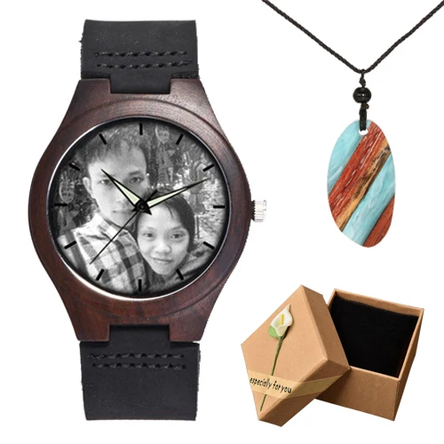 watch box gift Уникальные персональные индивидуальные часы с фото принтом бамбуковые деревянные часы для мужчин и женщин винтажные часы семейный подарок Прямая поставка - Цвет: watch box gift
