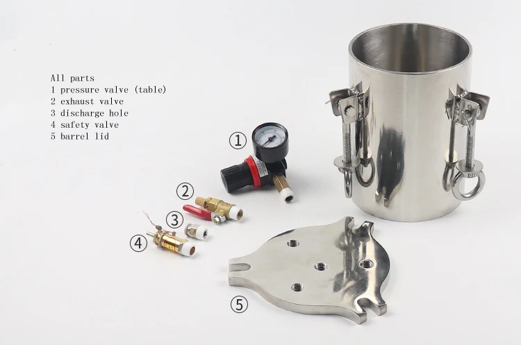 304 stainless steel pressure tank, dispenser storage tank 1L-2L, with safety valve, regulating valve