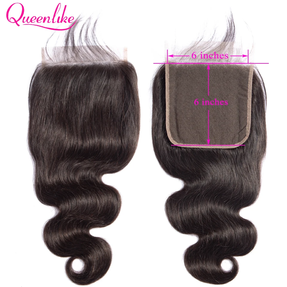 Queenlike Body Wave 6x6 Closure Pre Plucked With Baby Hair Natural Hairline Brazilian Remy Hair Big Lace Size Swiss Lace Closure