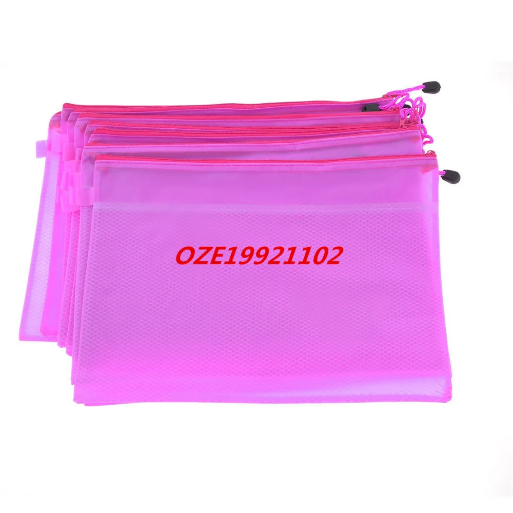 Two Compartments Zippered PVC A4 Paper File Folder Bags Light Purple | Канцтовары для офиса и дома