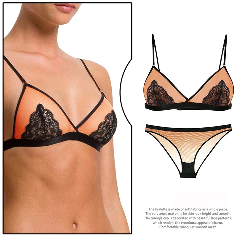 Комплект женского нижнего белья бесшовное Прозрачное нижнее белье с кружевным
