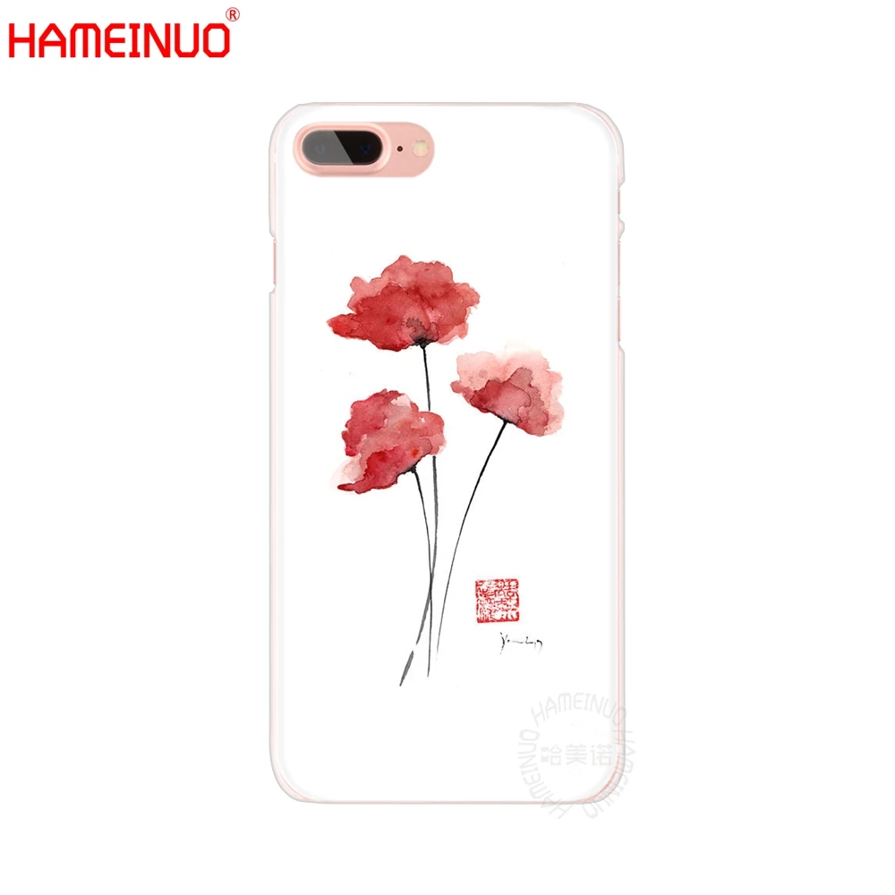 HAMEINUO чехол для сотового телефона с красным рисунком мака и цветами iphone X 8 7 6 4