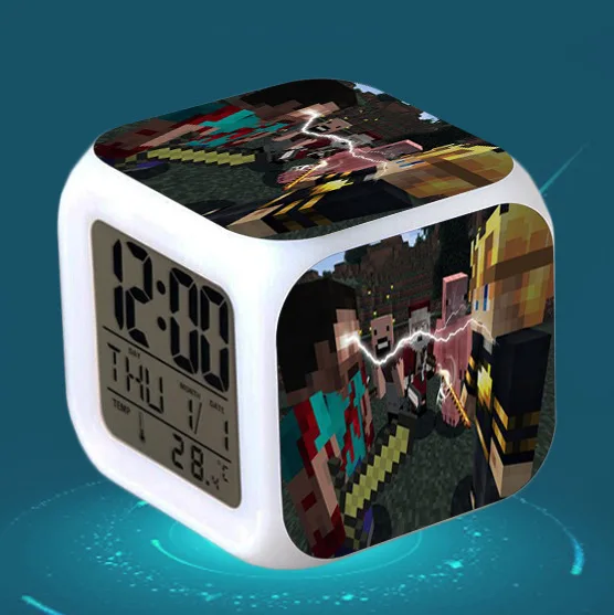 26 Cartoon Children Alarm Clock wake up light Digital Alarm Clock Kids Toys LED Clock Color Changing table reveil wekker - Цвет: 26