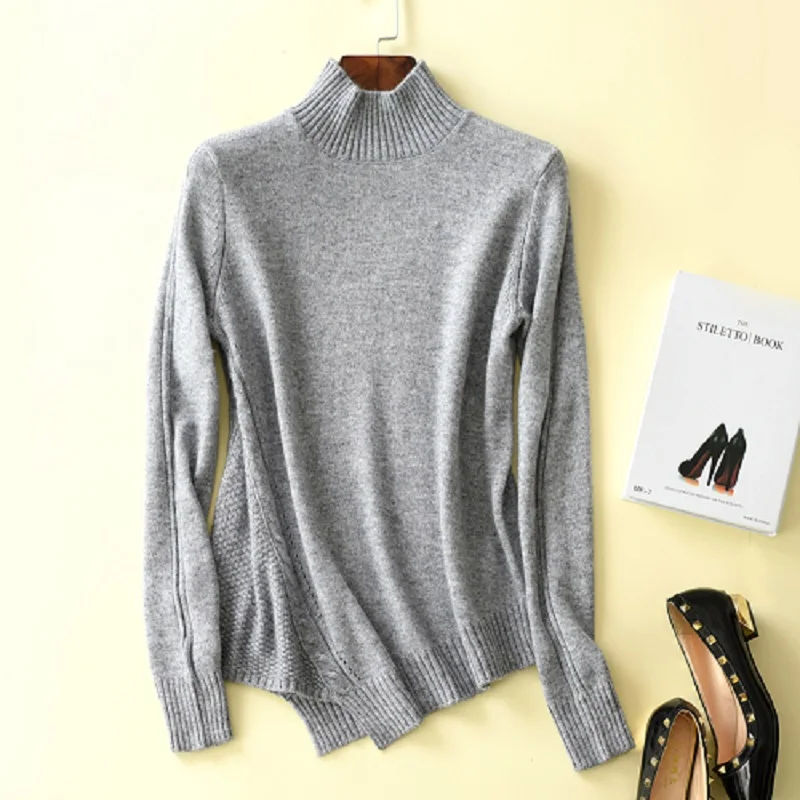 Grey JECH Women Autumn Winter Fashion Turtleneck Sweaters Cashmere Femme Jumpers Long Sleeve Warm Soft Casual Women Pullover - Цвет: Grey
