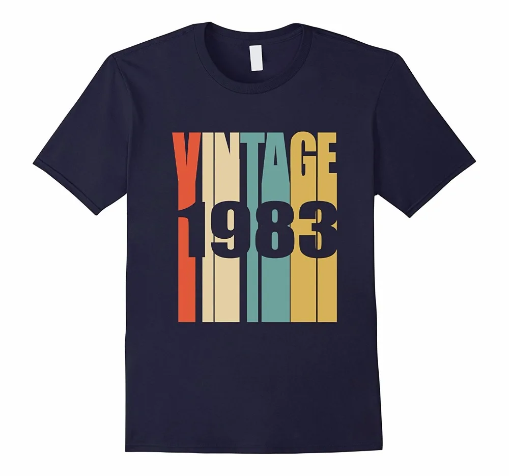 Дешевые футболки экипаж шеи короткий Ретро Винтаж 1983 футболка 35 лет Bday 35Th Birthday Tee