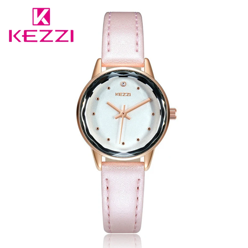 KEZZI Top Brand Watch Women Luxury Crystal Dial Leather Strap Ladies Quartz Wrist 2018 Relogio Feminino Female Clock Gift | Наручные часы