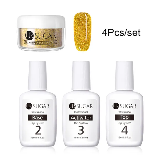 4Pcs set 6 Ur Sugar 5 мл блеск окунания ногтей порошок мерцающий голографический пигмент Пыль порошок украшение натуральный сухой без лампы лечения набор - Цвет: 4Pcs set 6