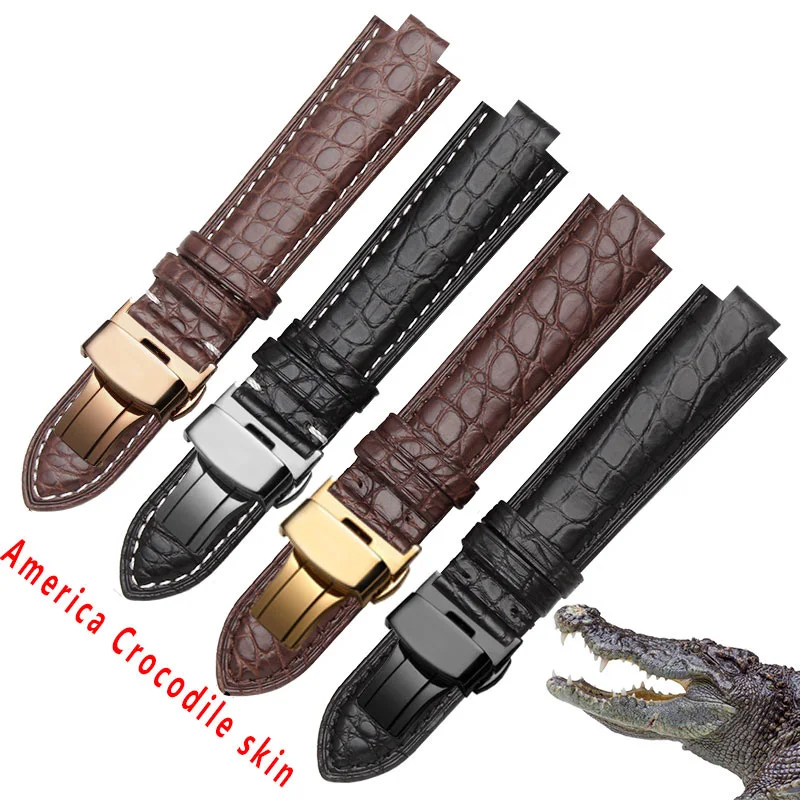 Quality Crocodile Watchbands 14*8mm 18*11mm 20*12mm Black Brown Waterproof Chain Replacement Wristband