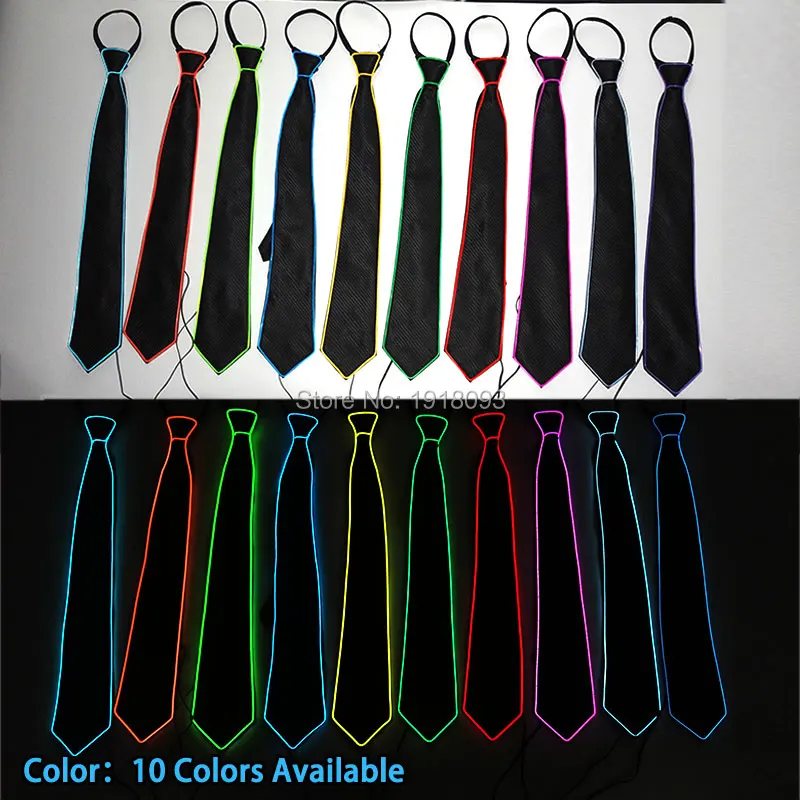 100PCS/Lot Newest 10 Color Choice Flashing Wedding decor EL Necktie Novelty Lighting LED  Neck tie by DC-3V driver For Festival