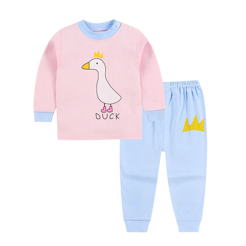 Pink Duck Зимние детские халаты; пижамы для новорожденных; комплект одежды для сна для девочек; хлопковые пижамы; детский Пижамный комплект для мальчиков; нижнее белье; комплекты одежды - Цвет: Pink Duck