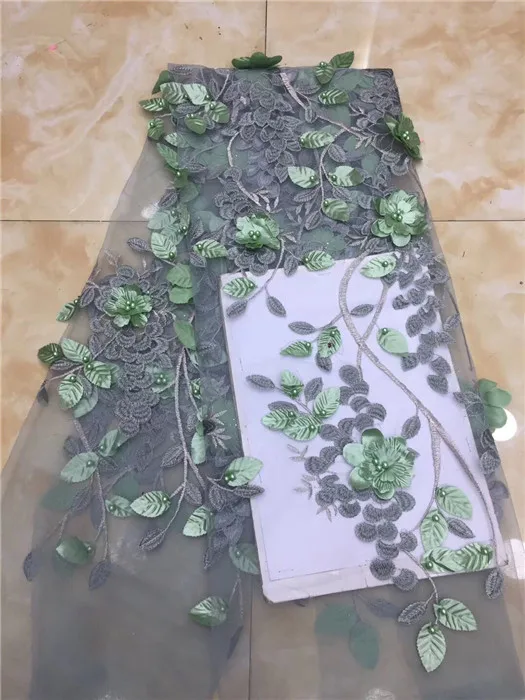 Новинка 2019 французская кружевная ткань 3D цветок африканская Тюлевая сетчатая с