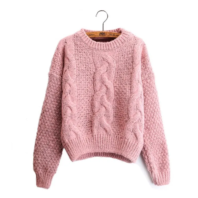 Новинка 2018 осень женские свитера теплый пуловер и джемперы Crewneck мохер Твист