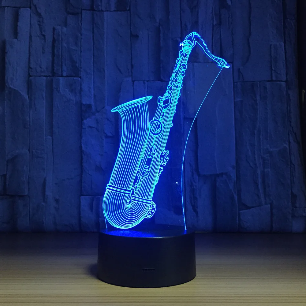 3D Ночная лампа Sax музыкальный инструмент настольные светодиодсветодиодный лампы