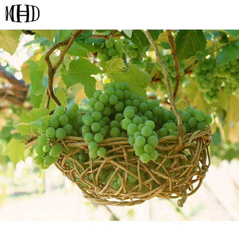 DIY Алмазная картина фрукты Полный Круглый 5D алмазная вышивка Виноградная мозаика