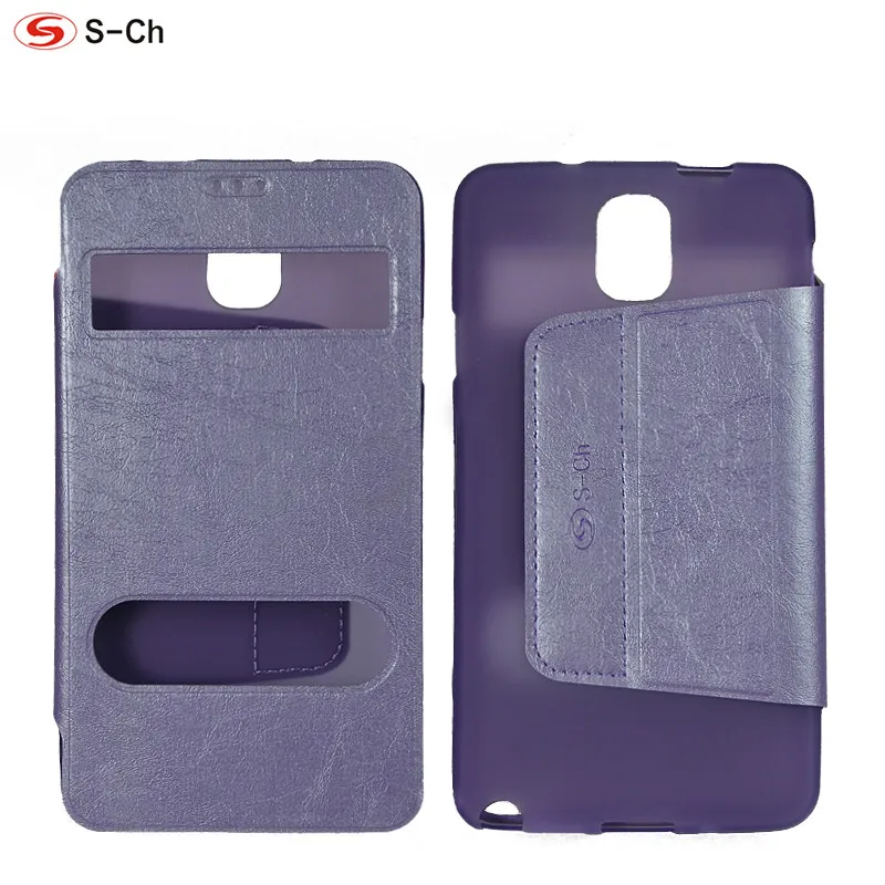 Purple Для samsung Galaxy Note 2 N7100 защитный чехол для мобильного телефона S-CH Роскошный чехол-книжка с окошком из искусственной кожи чехол-накладка для задней панели s TPU - Цвет: Purple