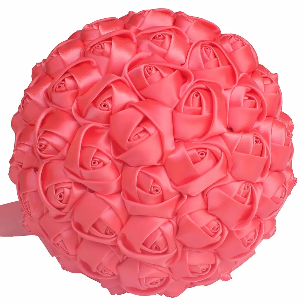 watermelon Дешевые Marfim цвета слоновой кости Шелковый Свадебный букет цветы девушка/Подружка невесты/невесты атласный держащий цветок для свадьбы, фестиваль, вечерние W223-5 - Цвет: watermelon