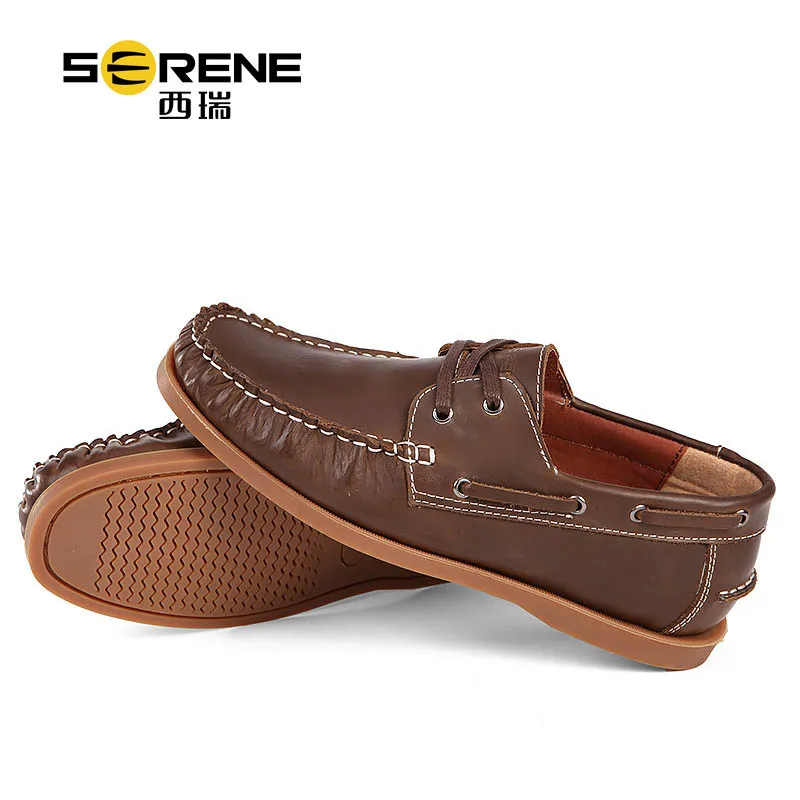 Nice Great 6211 Fashion Soft Cow Leather Men Boat Shoes Solid Color Low Top Lace Up Genuine Casual For | Обувь