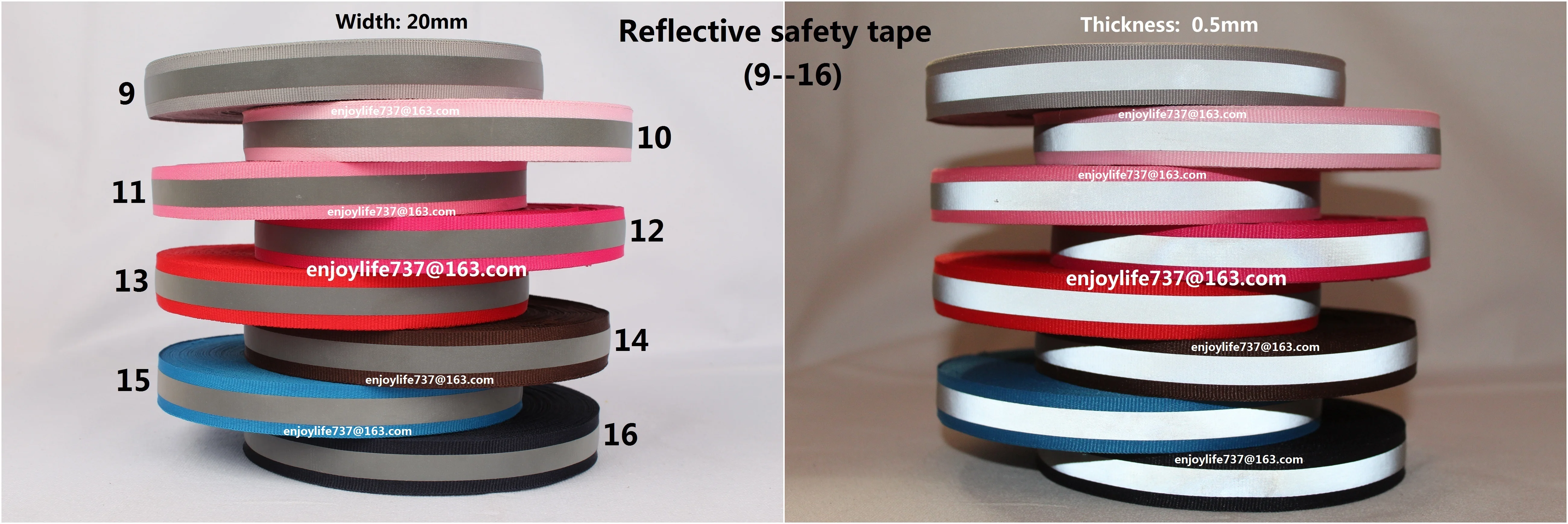 

3/4"(2cm)wide 50 yards long a roll special reflective webbing ribbon (grey,babypink,pink,red,coffee,blue,navy blue)