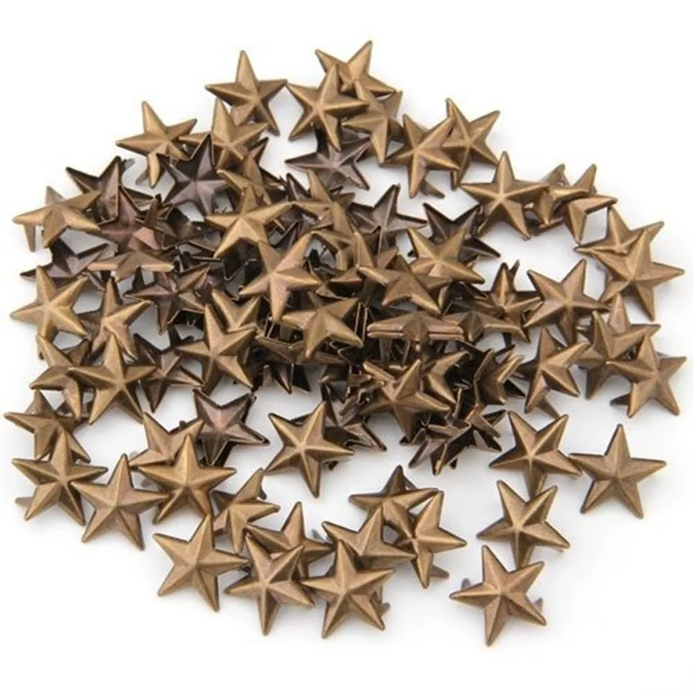 100 шт. заклепки для одежды бронза Цвет с заклепками и звездами плетения браслетов в стиле панк сумка перчатки