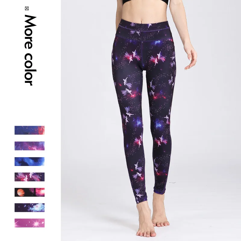 

Women Starry Sky Print Yoga Pants Elastic High Waist Running Fitness Leggings Tights Breathable Quick-Dry Sports Pants Trousers