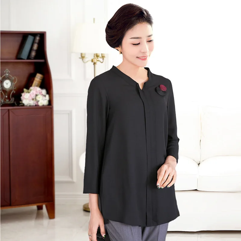 

Spring Summer Female Mother Plus Size Chiffon Shirts large Size 5Xl 6xl Blouses Blusas Black Clothing For Women