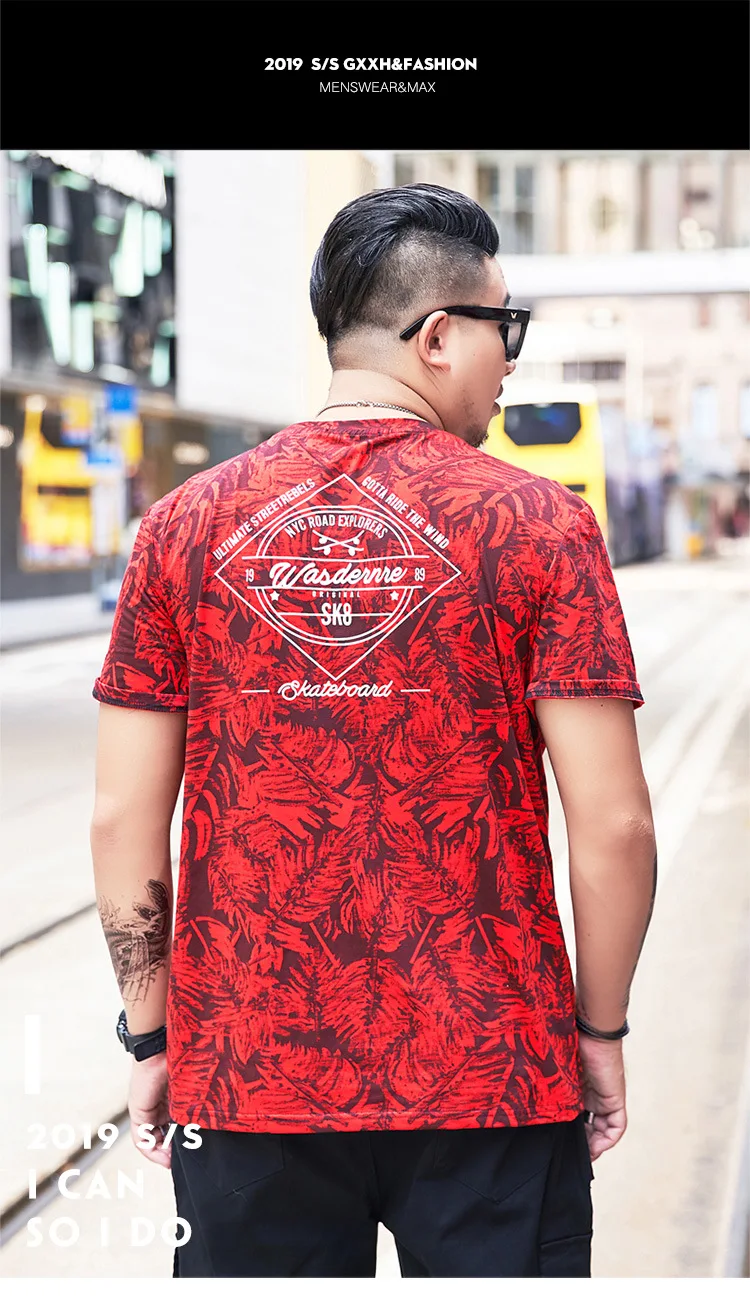 GXXH, новинка размера плюс, Большой XXXL, XXXXL, 5XL, 6XL, Мужская модная красная футболка с принтом толстяка, футболки с короткими рукавами, повседневная мужская футболка