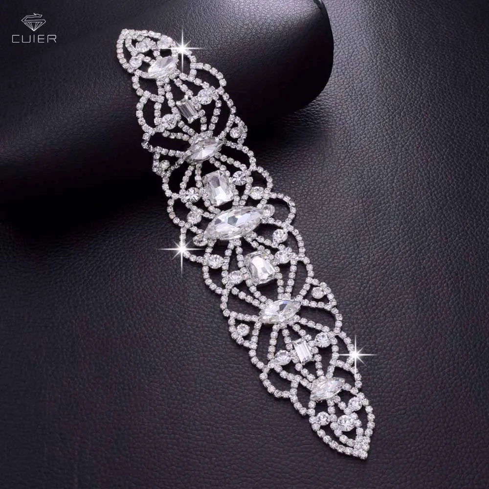 

10pcs Elegant Bridal Ribbon Belt Appliques Sew on DIY Glass Rhinestone Wedding Dress Belts Clothing Patches Sewing Craft HD-900