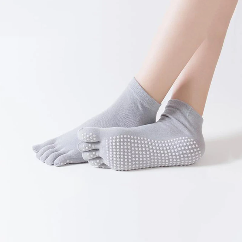 Женские нескользящие носки для йоги Reallion с пальцами фитнеса пилатеса спортзала