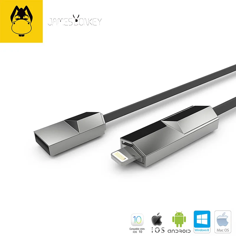 Новые James Donkey 362 для iPhone iOS 10 7/6/6 s/для iPad Android 2 в 1 USB-кабели 1.2-1.8 м телефон быстрой