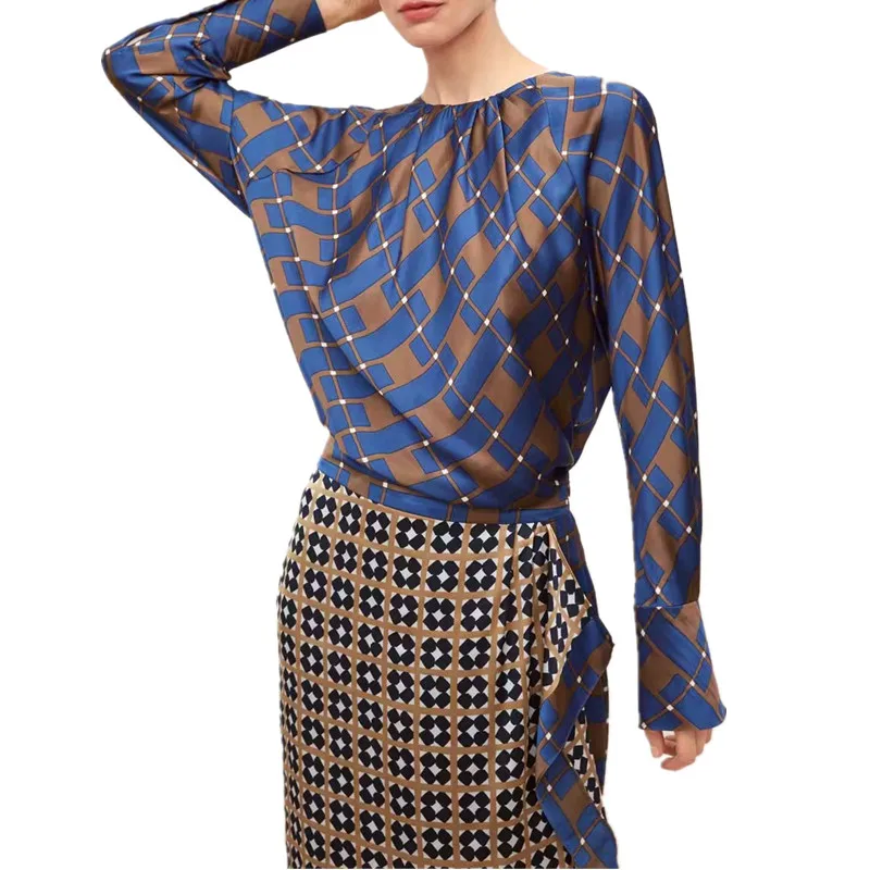 Комплект из двух предметов Женский свободная рубашка с геометрическим принтом в