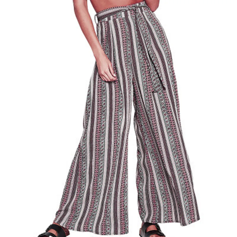

Palazzo Pants Lace Up Elegant High Waist Pants Autumn Chiffon Trousers Long Wide Leg Pants Loose Casual Camo Calca