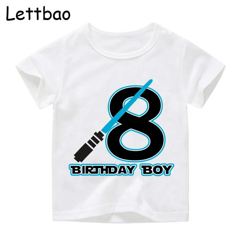 От 2 до 12 лет, веселые футболки с цифрами и надписью «Happy Birthday» летние футболки для мальчиков и девочек с принтом «Звездные войны», детская повседневная одежда