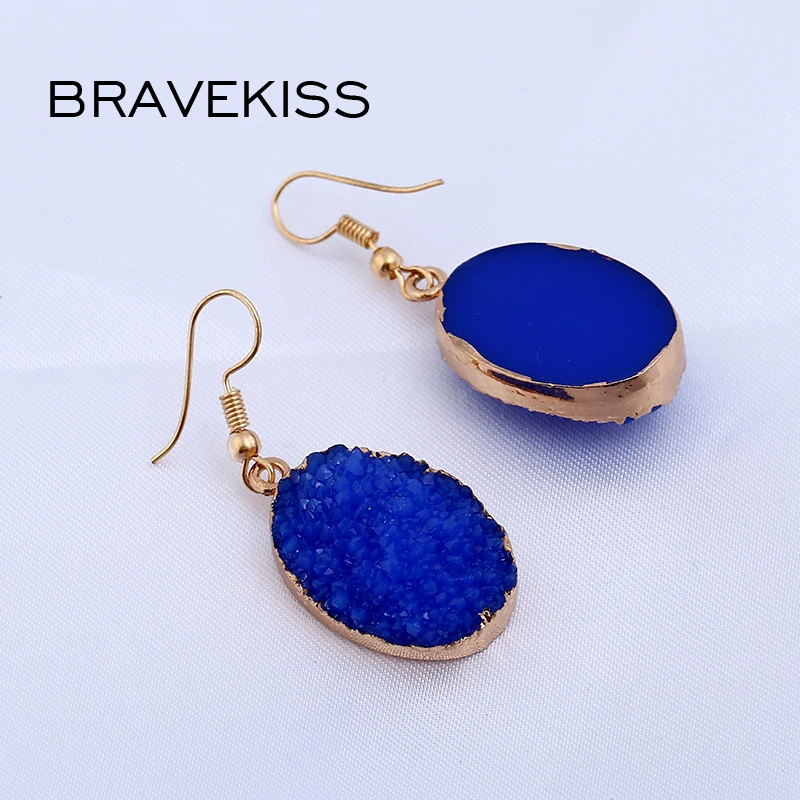 Bravekiss новый овальный синий камень Висячие серьги Модные украшения рыболовный