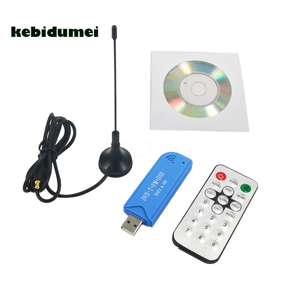 Kebidumei цифровой USB 2 0 ТВ Стик SDR тюнер приемник ключ DVB T с наземной антенной пульт