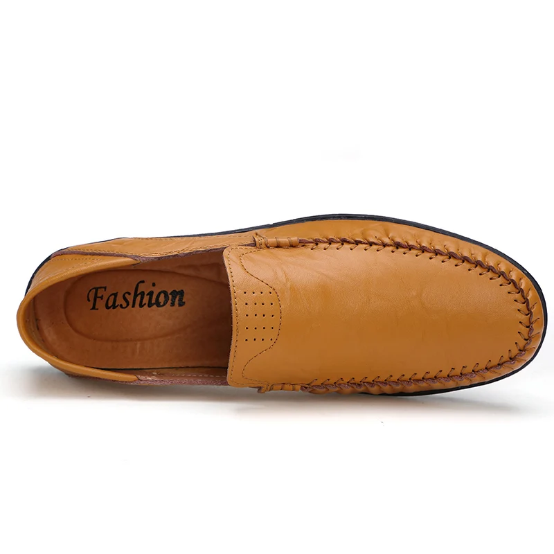 MARSON Men’s Casual Shoes Handmade Comfortable Leather Flats Shoe High Quality Loafers Men Breathable Slip on Big Size | Обувь