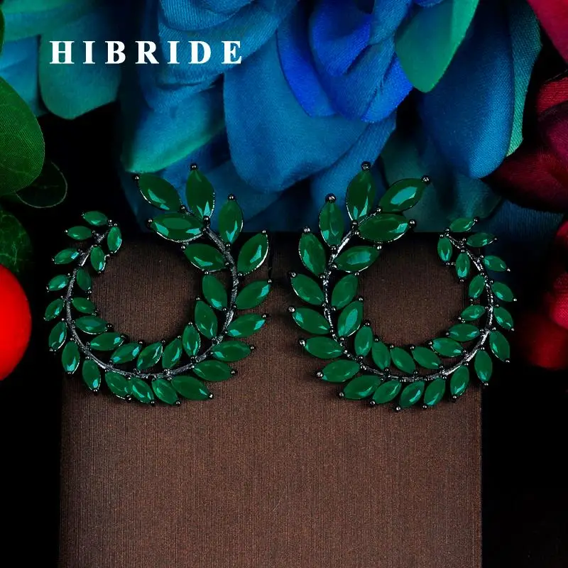 Женские серьги гвоздики с фианитами в форме листа|colorful stud earings|stud earringsstud earrings for