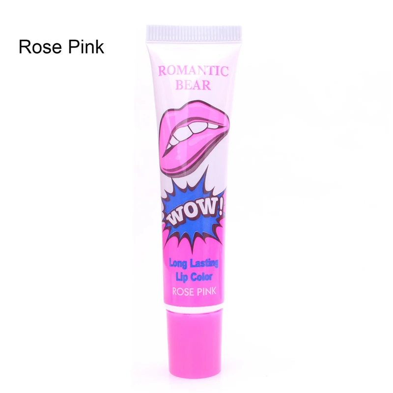 rose pink Романтичный медведь, стойкий блеск для губ, отшелушивающая жидкая помада, фруктовый вкус, матовая водостойкая губная помада, тинт для губ - Цвет: rose pink