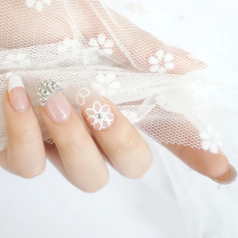 24 шт блестящие хрустальные ложные цветы для наклеивания на ногти накладные с