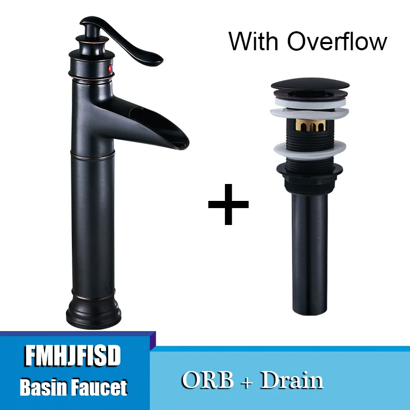 B Type ORB Drain Твердый латунный масло втирают Бронзовый Водопад Ванная раковина кран раковина смеситель - Цвет: B Type ORB Drain