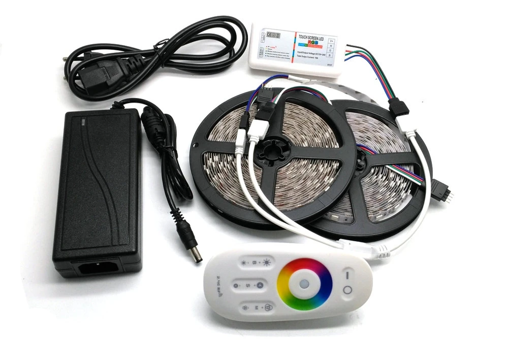 5 м/10 м/15 м/20 М 5050 RGB светодиодные полосы Набор IP20/IP65 Водонепроницаемый с 2,4G сенсорный экран RF пульт дистанционного управления+ 12 В адаптер питания
