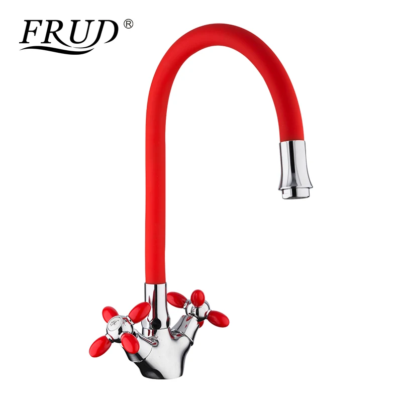 

FRUD Red Faucets Home Kitchen Faucet Mixer Tap Cold and Hot Water Taps Red Silica Gel Nose Faucets robinet cuisine R44127-10