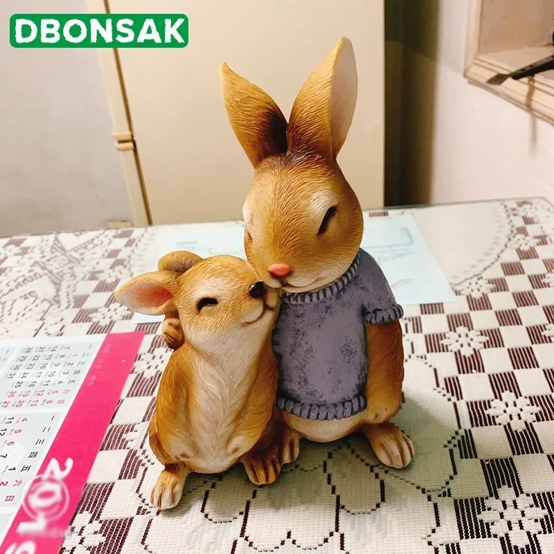 Кролик Сад Статуя Смолы Кролик Подарок для ребенка кукла микро пейзаж Аниме фигурки моделирование животных украшения дома сада