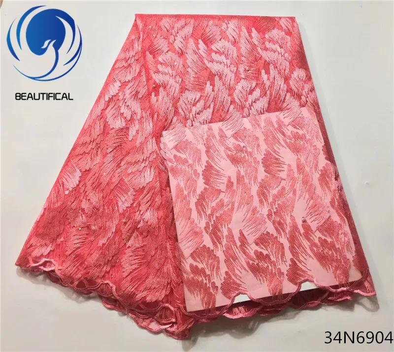 Beautifical White french lace fabric High quality african tulle for wedding dress nigerian with stones 34N69 | Дом и сад